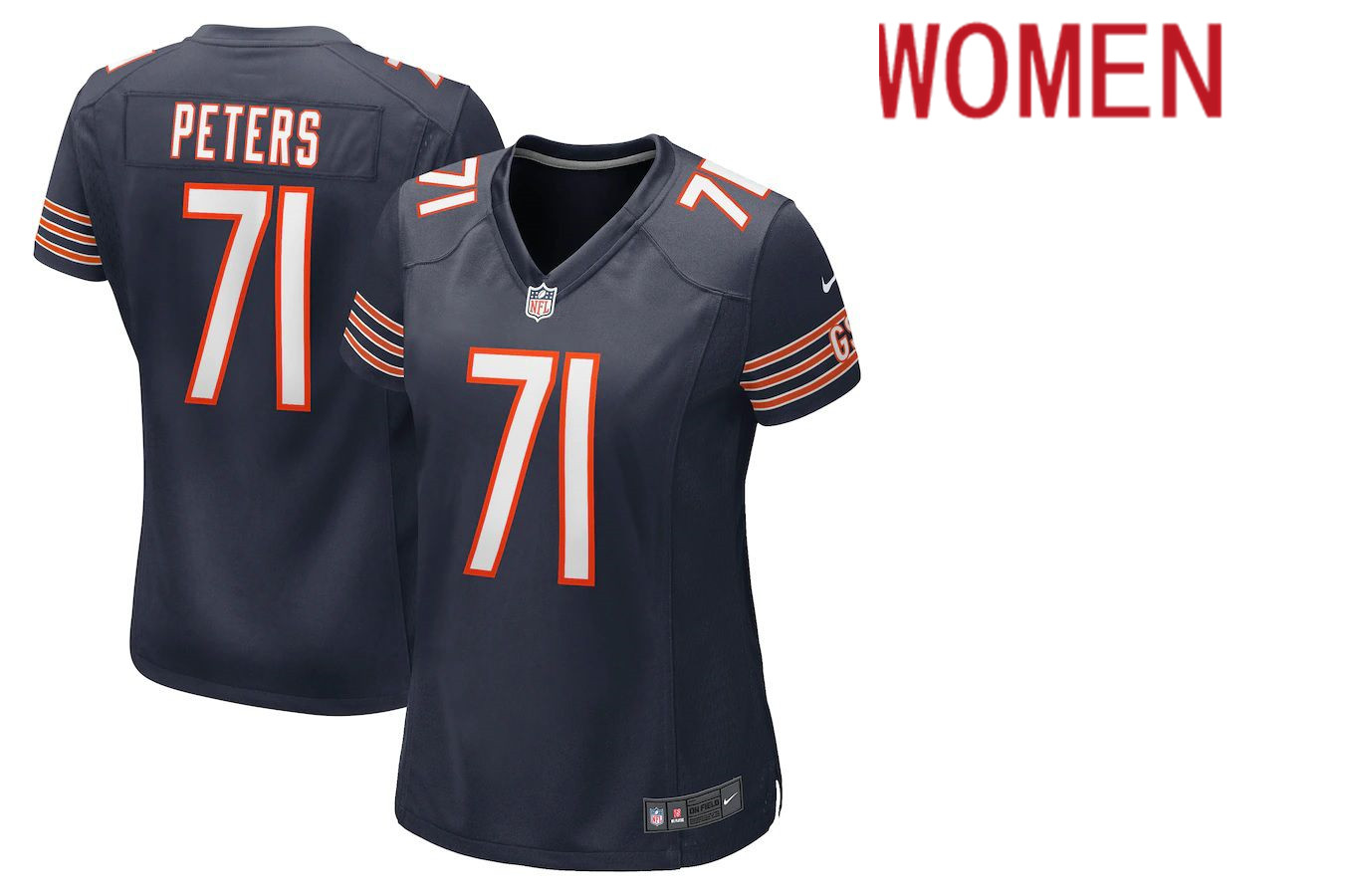 Women Chicago Bears #71 Jason Peters Nike Navy Game NFLJersey->women nfl jersey->Women Jersey